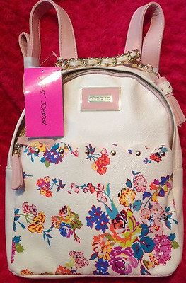BETSEY JOHNSON BACKPACK BONE BLUSH PINK FLORAL Bag Faux Leather Betsey Johnson Backpack - Etsy main image 3