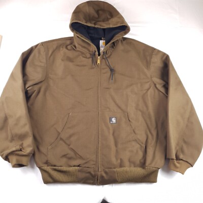 Carhartt Brown Hooded Full Zip Work Jacket Brown Men's Size XXL