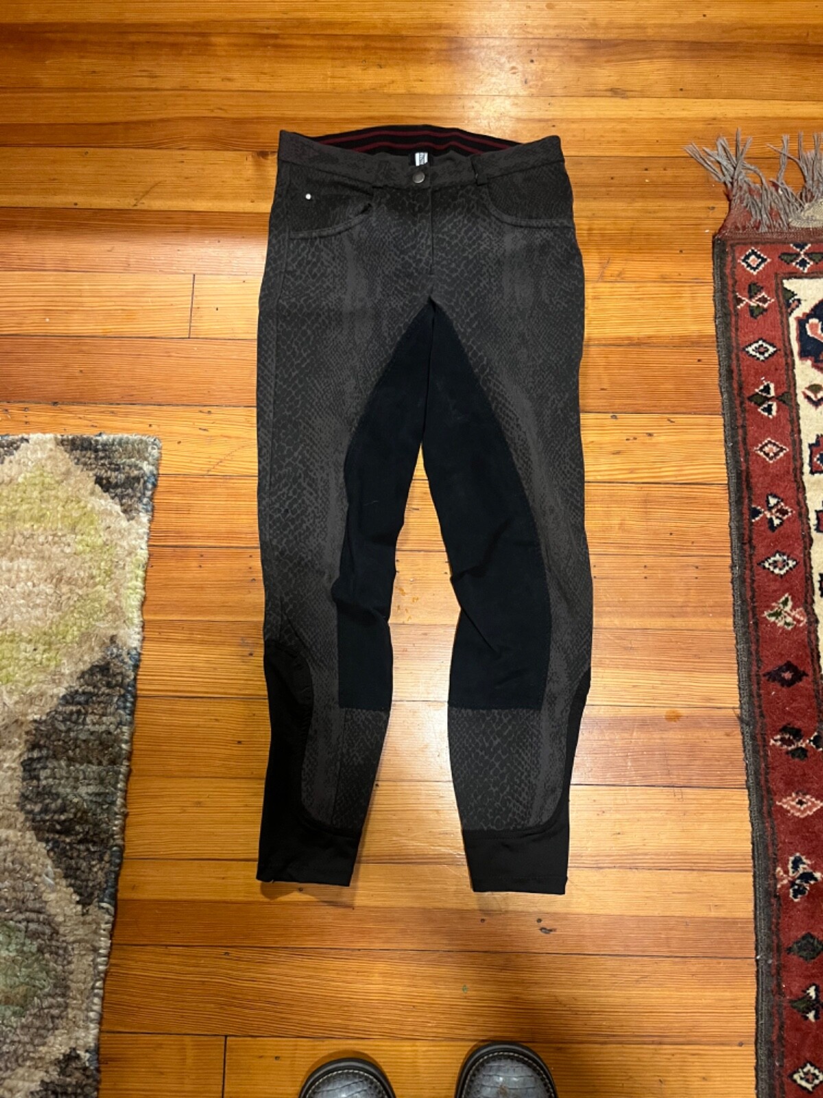 Pre owned full seat breeches, brown and black snakeskin horseback
