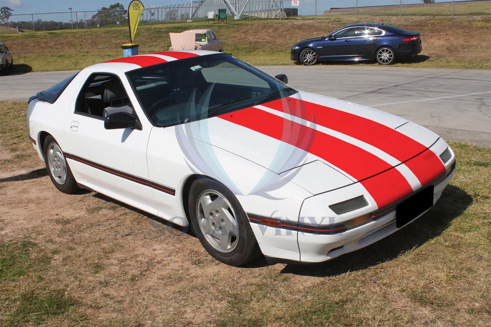 Calcomanía envolvente de vinilo color mate rayas de carreras para Mazda Miata Rx7 rayas 10 ft/20 ft Foto 4 de 4