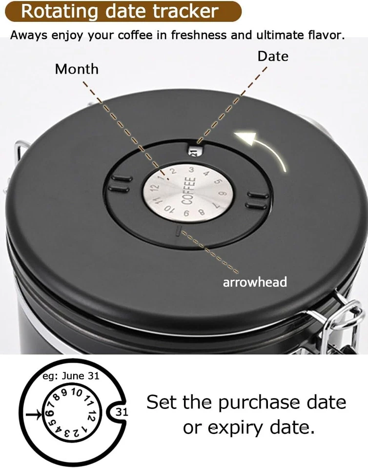 Contenedor de almacenamiento hermético de acero inoxidable y cuchara medidora de 62 oz Foto 3 de 4