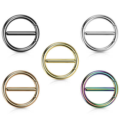 Surgical Steel Nipple Ring Hoop 14 Gauge with Dual Hinge Pair