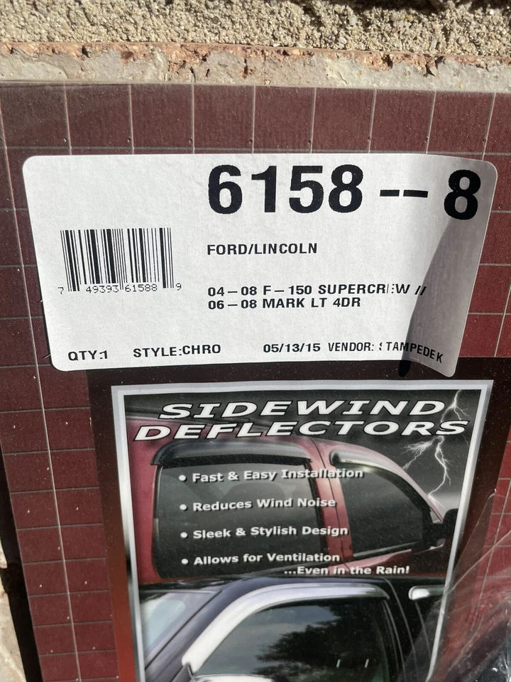 Deflector de viento lateral Stampede 6158-8 Tape-Onz 4 piezas. Se adapta a 04-08 F-150 y Mark LT Foto 3 de 3