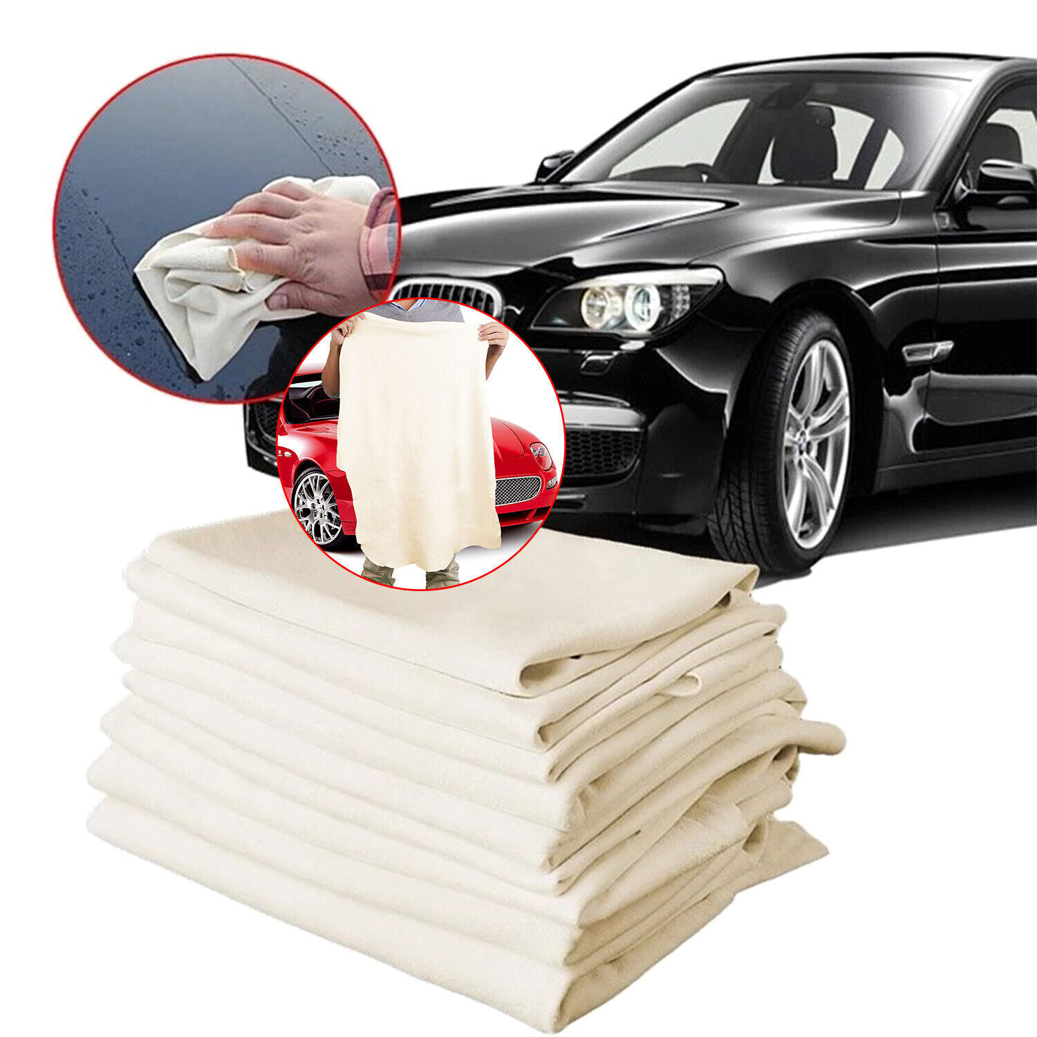 Large Natural Chamois Leather Car Cleaning Cloth Washing Absorbent