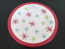 x4 Jingle & Joy MELAMINE DINNER PLATES Snowflakes RED BLUE LIME Winter NWT
