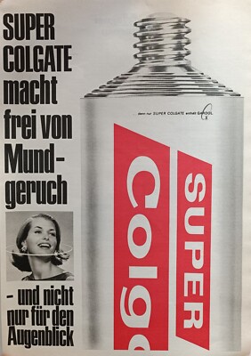 Super Colgate 60er - Vintage Werbung Ad Anzeige Reklame yellowed_vintageads