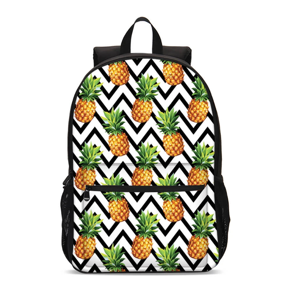 Pineapple Chevron Pattern Students Backpack, School Bag, Back To School Gift