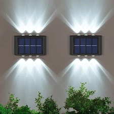 2Pack Solar Wall Lights 6 LED Outdoor Garden Pathway Stairs Step Fence Deck Lamp
