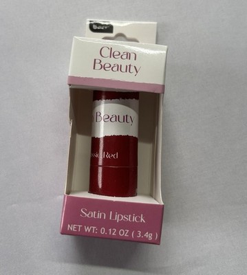b.pure Clean Beauty Satin Lipstick Classic Red NEW in Box .12oz 3.4g