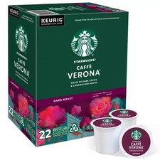Starbucks Caff  Verona Coffee K-Cup Pods 88 Count Dark Roast flast ship