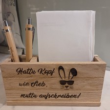 Notizzettelhalter Zettelbox Zettelhalter mit Stifthalter Holz Hattu Kopf wie...