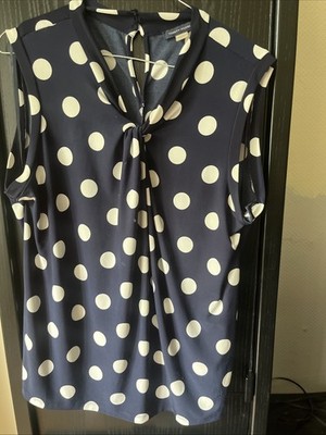 Tommy Hilfiger Damen Blusentop - Gr. L           Navy mit  weissen Polka Dots