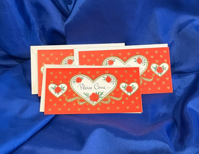 Slim Jims Please Come Valentine Party Invite Cards w/ Envelopes VINTAGE Hallmark