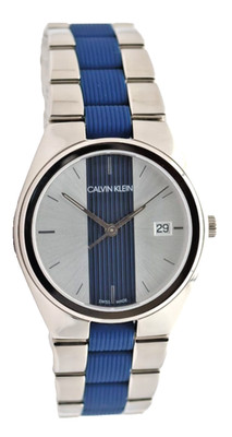 Calvin Klein Mod. CONTRAST Damenuhr 34 mm Quarz Edelstahl Saphirglas Datum OVP