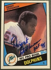 1984 Topps Dwight Stephenson Signed RC Rookie Card Auto Autograph NFL HOF. rookie card picture