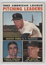 1964 Topps League Leaders Whitey Ford Camilo Pascual Jim Bouton #4 HOF 1w1