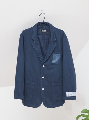 Raf Simons Men's Dark Blue Denim School Boy Blazer Jacket Size M Made in Italy