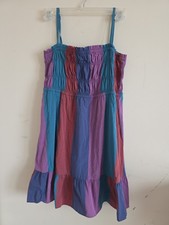 Marc Jacobs 100 % Cotton Colorblock Spaghetti Strap Ruffle Summer Sun Dress Sz S