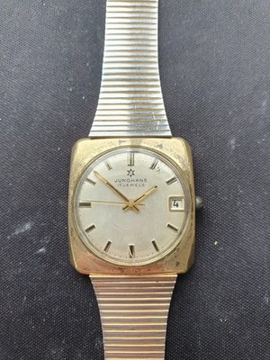 Classic Junghans 17 Jewels Date Gold Plated German 1970s Men's Wristwatch