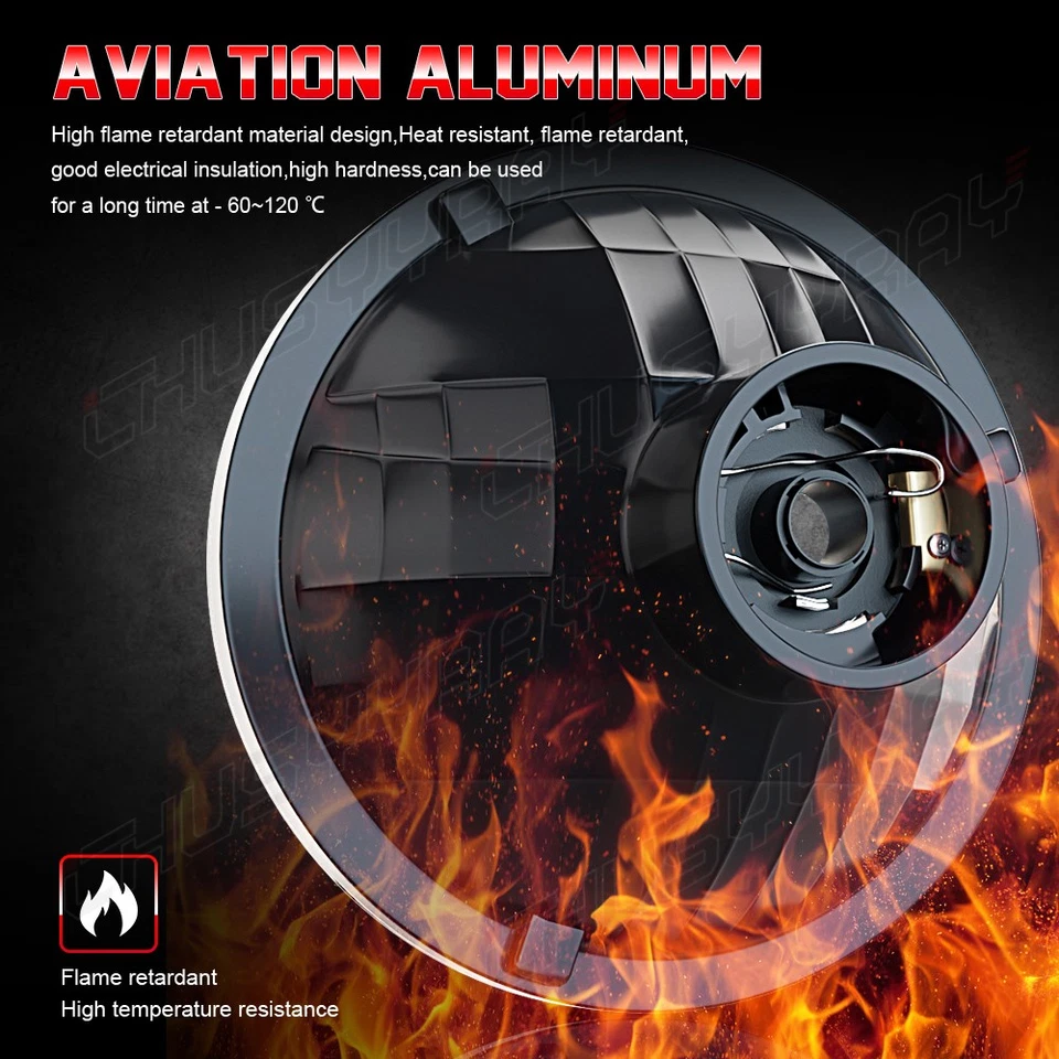 Par de faros LED redondos de haz alto/bajo de 7 pulgadas cromados para camioneta Ford F100 F150 F250 Foto 3 de 4