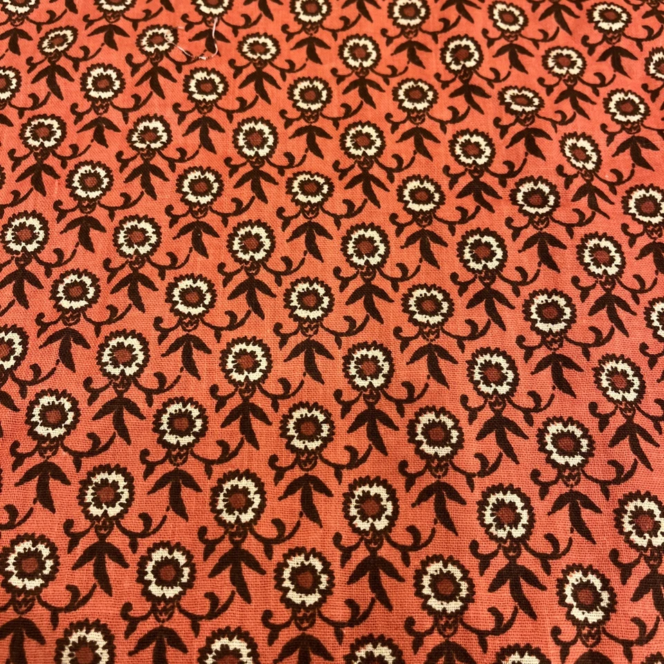 Woodco MCM Mod Orange Cornflowers  Screen Print Decor Fabric 63” X 55” Preshrunk - Image 2 of 4