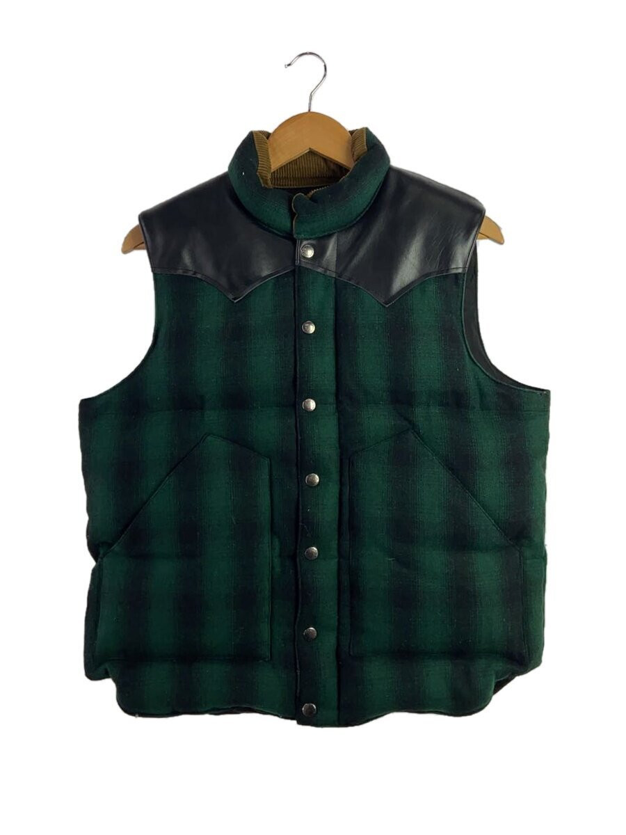SUGAR CANE Green Wool Down Vest Size M Plaid Vintage Workwear Style