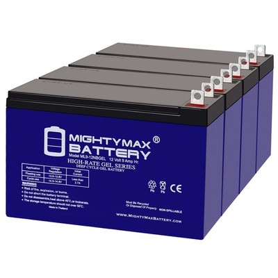 Mighty Max 12V, 9Ah, GEL NB Terminal Replaces Generac Generators 5943-5 - 4 Pack
