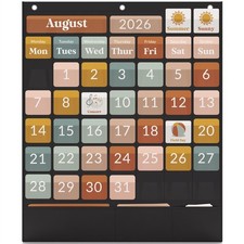 The Ultimate Classroom Calendar Pocket Chart for Kids - 29"W x 24"H, Black