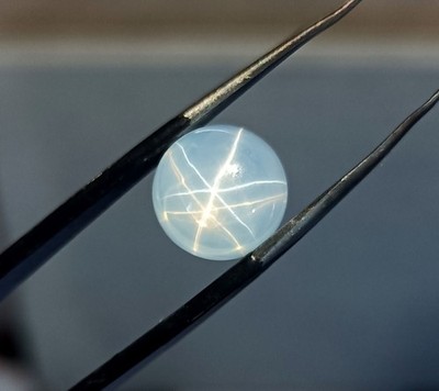 Natural 6 Ct Round Cabochon 6 Rays  White Star Sapphire Loose Gemstone