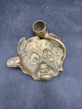 Art Nouveau/Art Deco Bronze  Bulldog Pipe Rest/Ashtray/Match Holder.Exc.Patina.