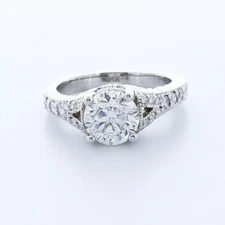 Engagement Ring Vintage 14K White Gold 2.43 Carat Round Lab-Grown Diamond E SI1