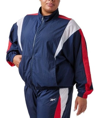 $60 Reebok Women Plus Size Zip-Front Long-Sleeve Colorblocked Jacket