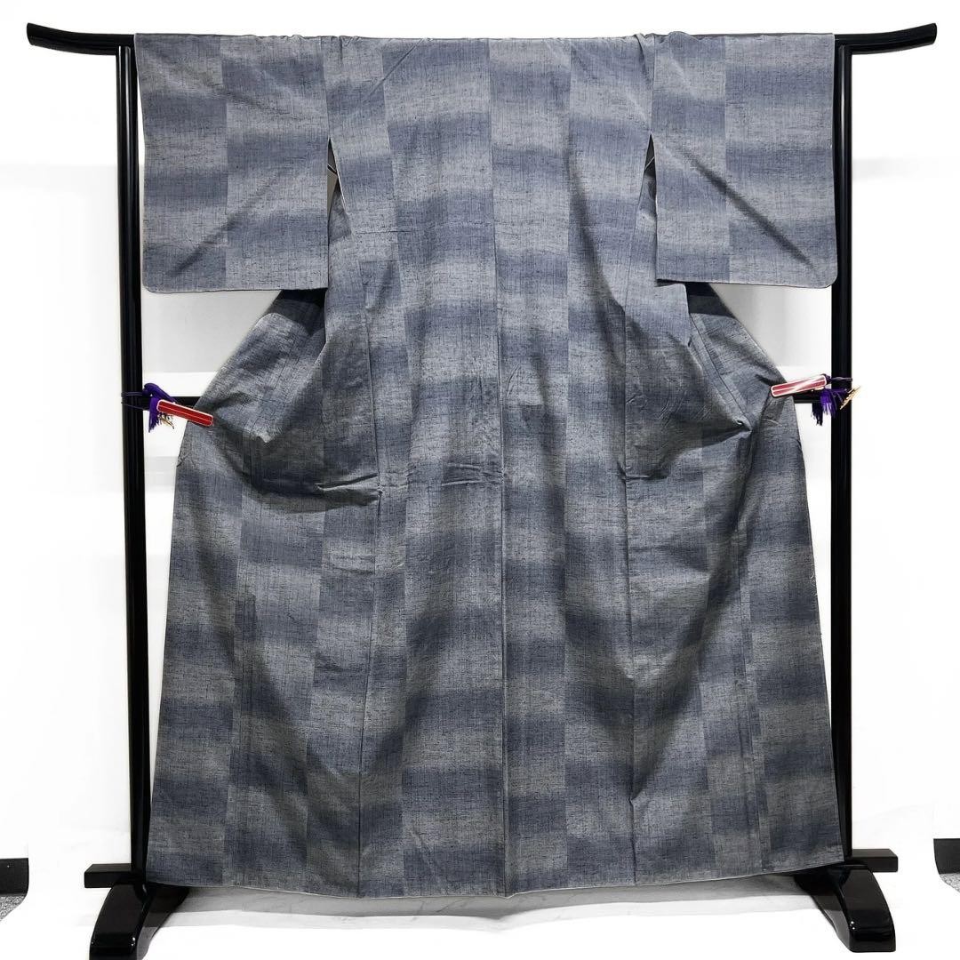 Gray Checkered Kimono Small Pattern Gradation Sty… - image 2