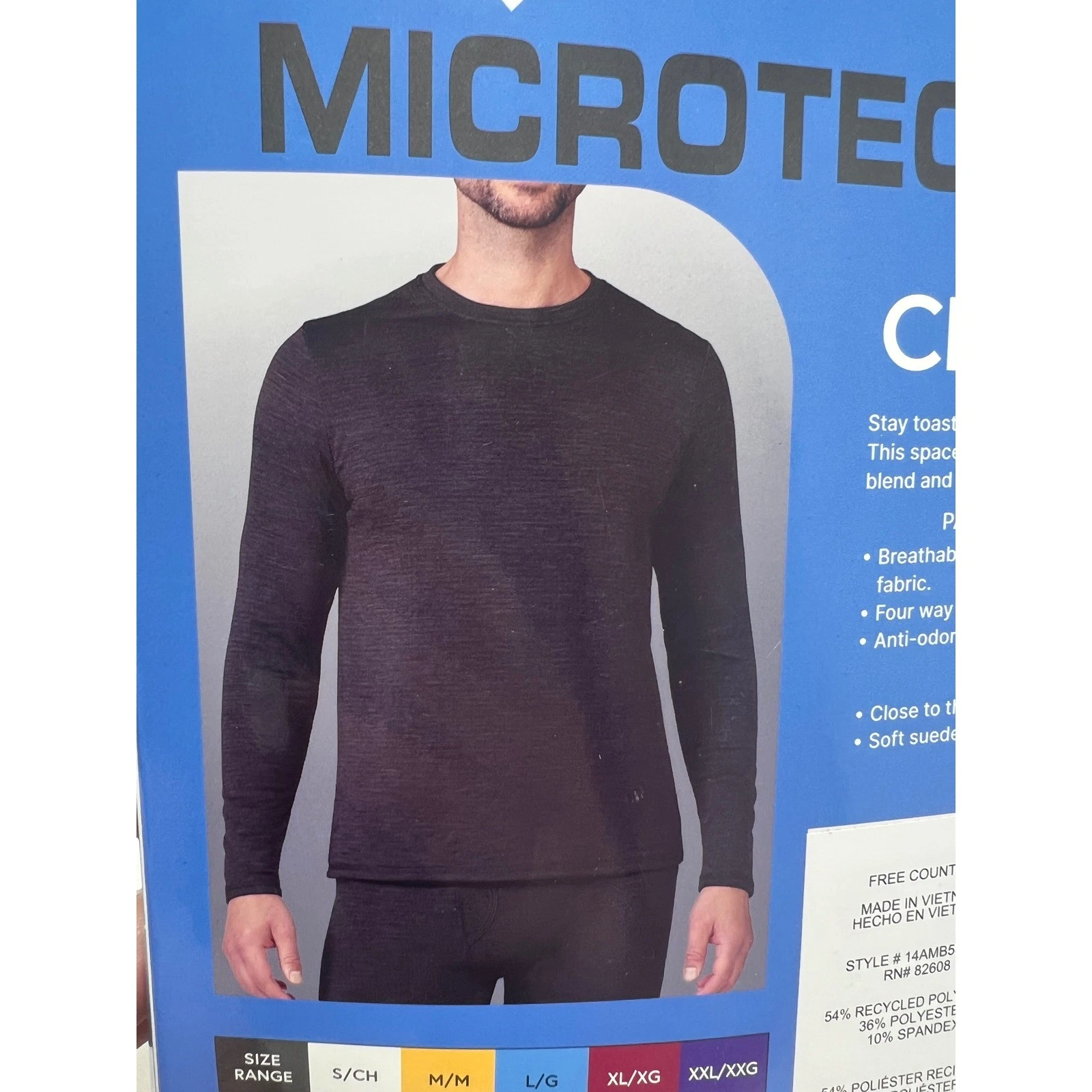 FREE COUNTRY Microtech Heat Base Layer Top Mens L Rocky Gray Cloud Knit NEW