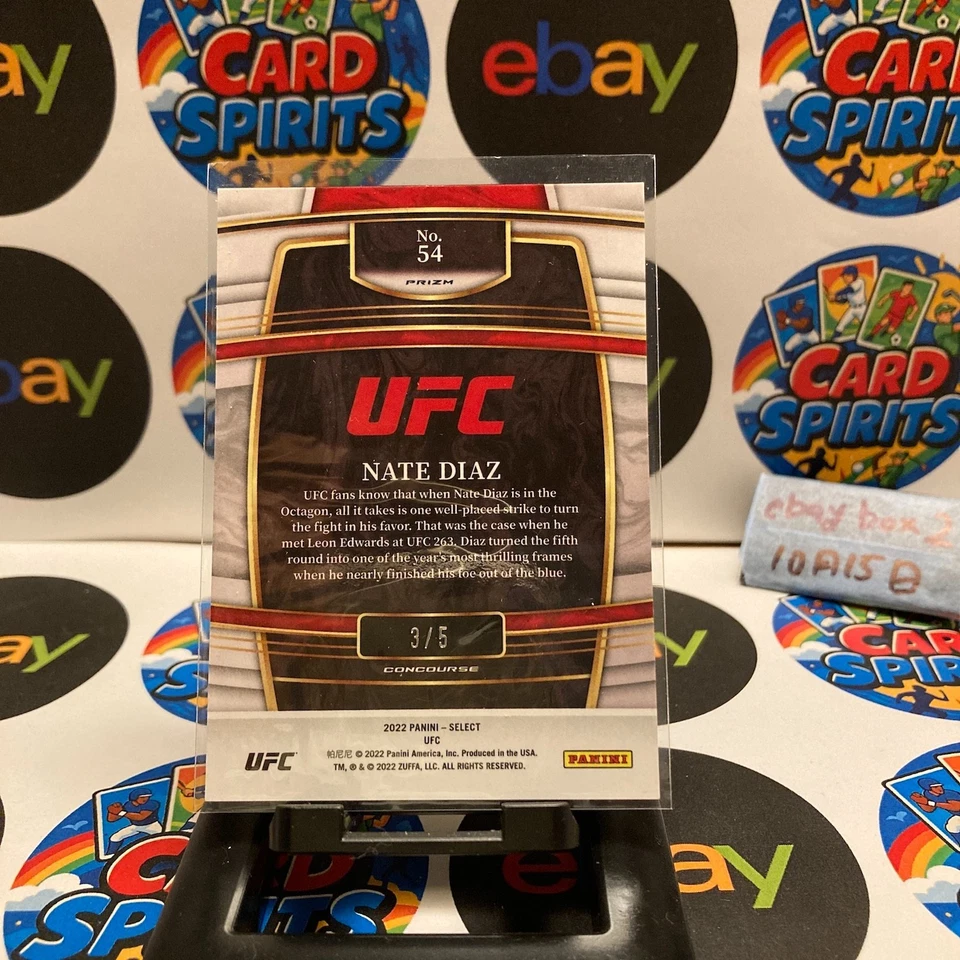 2022 Panini Select UFC  Nate Diaz 3/5 Welterweight Green Concourse Prizm - Image 2 of 2