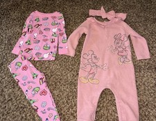 Lot 4 Pc Girls Infants Disney Mickey Minnie Mouse Long Sleeve Pajamas 24 Mo
