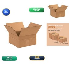 BOX USA Multi-Depth Shipping Boxes Medium 12"L x 12"W x 6"H 25-Pack Corrugated