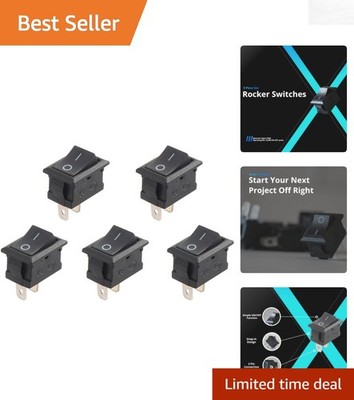Compact On/Off Rocker Switch - 5Pcs Durable Electric Control for All Voltages