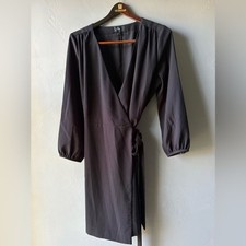 J Crew Black Wrap Dress ~ Size 12