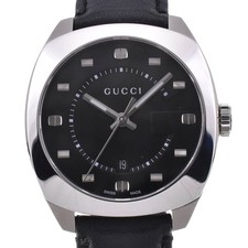 GUCCI 142.3 Date Stainless Steel / Leather blackDial Quartz Men's Watch M#142957