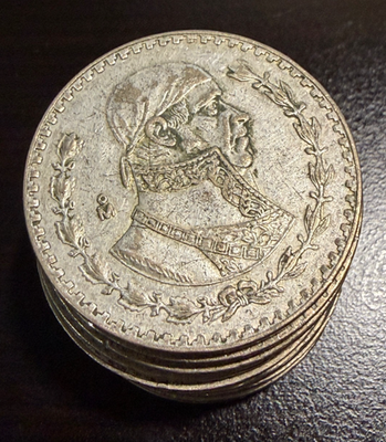 1 Dozen Mexico's Last Silver Coin 1957-1967 Un Peso 10% Silver