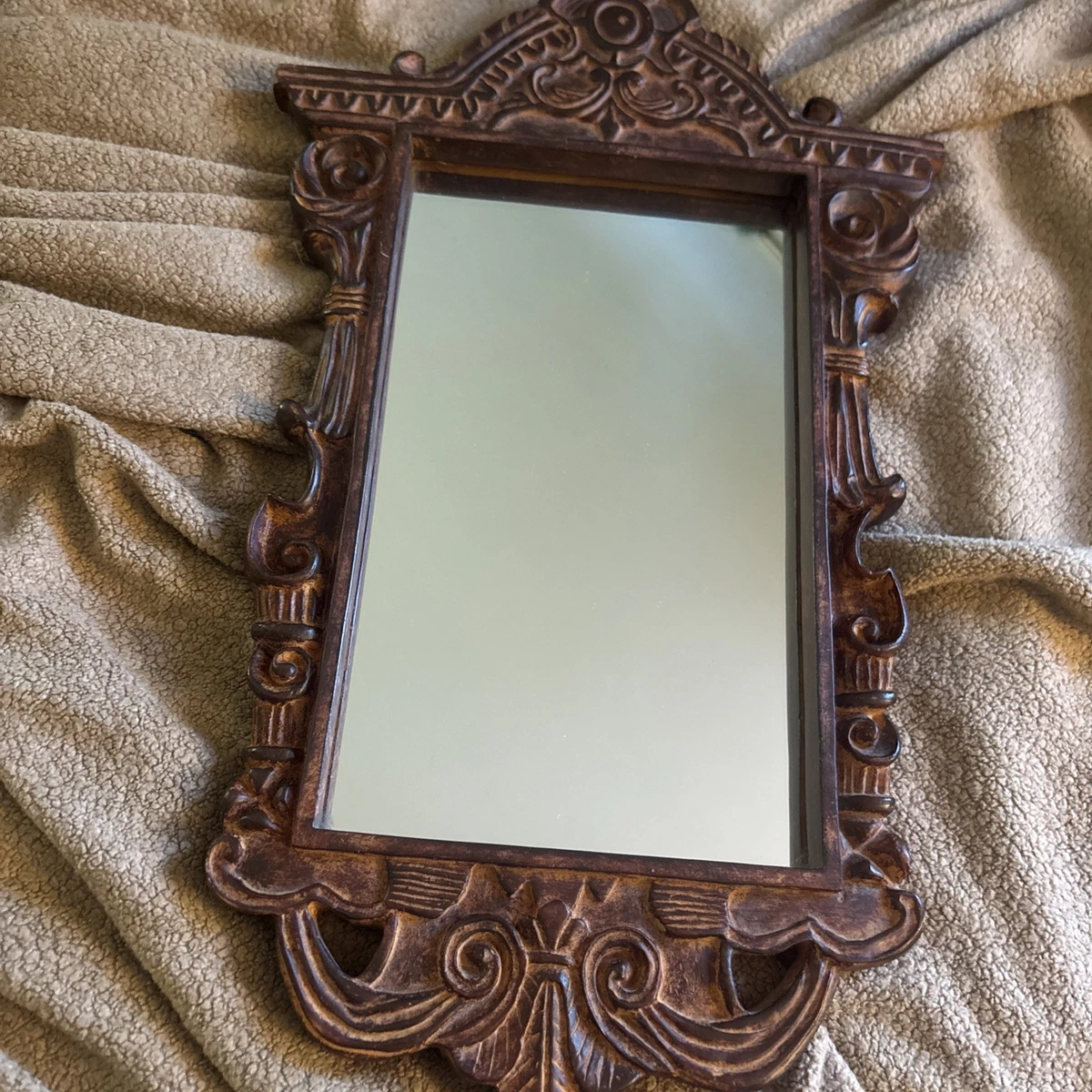 Carved Wood Mirror In Collectible Wall Hangings & Mirrors for sale