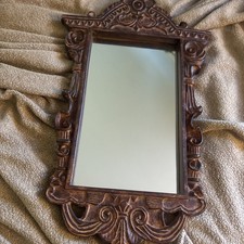 Old Ornate Hand Carved Wood Mirror Baroque Intricate Old Ornate Hand Carved Wood Mirror Baroque Intricate