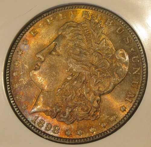 1898 Morgan Silver Dollar - Uncirculated, fully toned both sides, 5295-1
