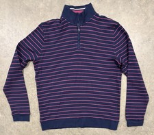 Jos A Bank 1905 Comfort Stretch 1/4 Zip Sweater Mens Large Blue Tailored Fit