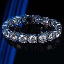 10mm Full Round Moissanite Tennis Bracelet 925 Sterling Silver Men Women Chain