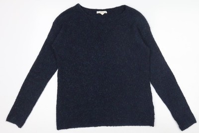 Esprit Damen Pullover dunkelblau Wollmischung Langarm Rundhals Größe S