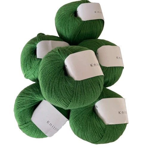Knitting for Olive Cotton Merino in Clover Green, 6 ball lot image 3