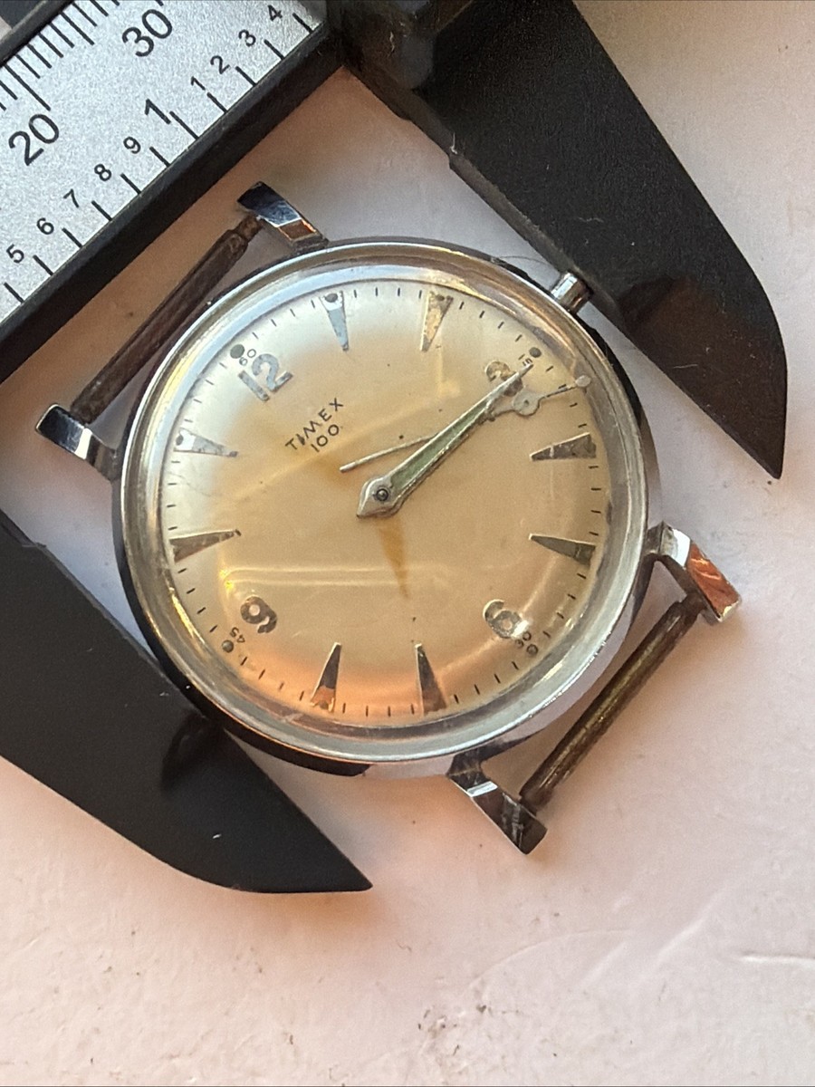 AV68 VTG Mens Timex 100 Mechanical Vintage Manual Watch Parts Repair Restoration View 2