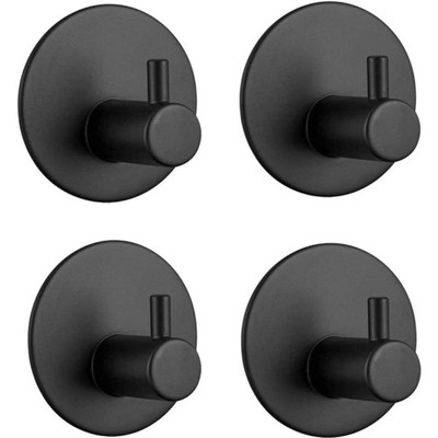 Edelstahl Selbstklebende Handtuchhaken für Bad Küche Toilette Schwarz, 4er Pack